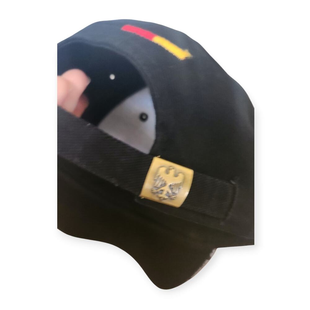 Pair of Deutschland Germany Black Embroidered Baseball Soccer Cap Hat Lid NEW - Picture 6 of 8